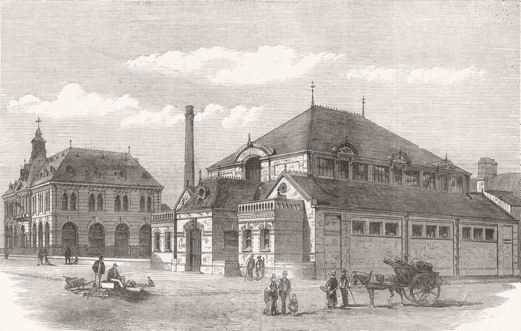 LANCS. working men's club, Barrow-in-Furness 1872 old antique print picture